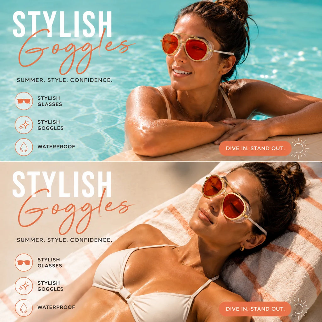 SplashShade Stylish Goggles worn at the pool